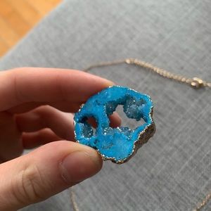 Irregular Natural Quartz Geode Pendant Necklace